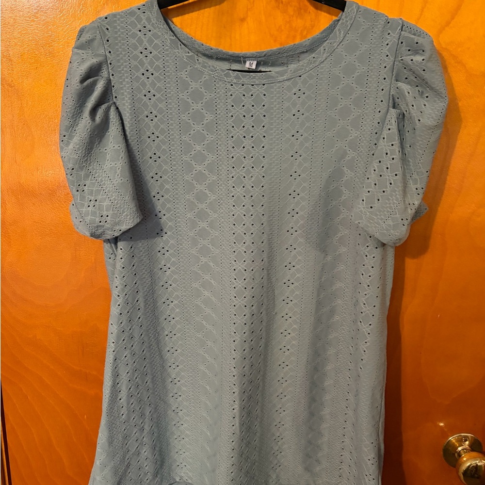 Elegant grey/green Eyelet Women's Top